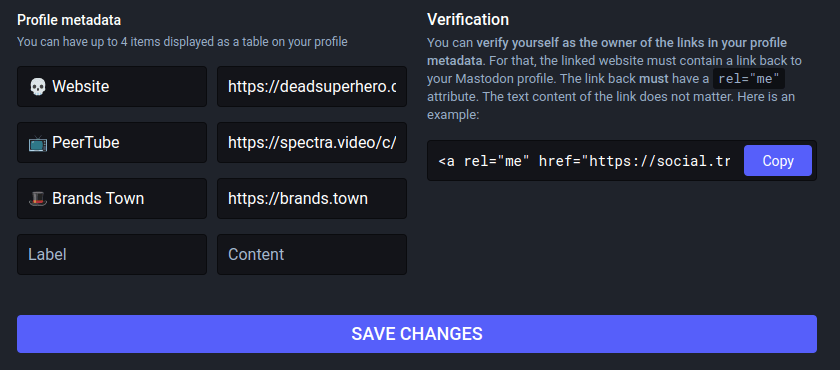 A screenshot of profile metadata.