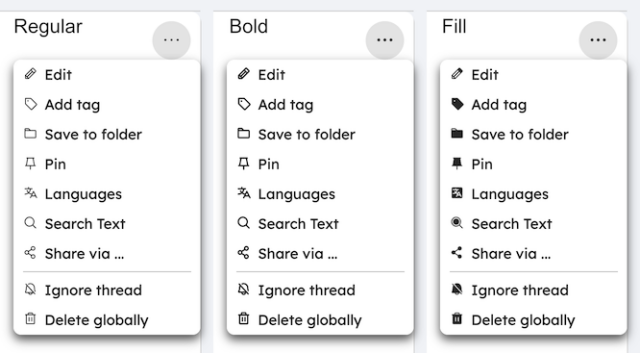 Proposed Post Menu icon options