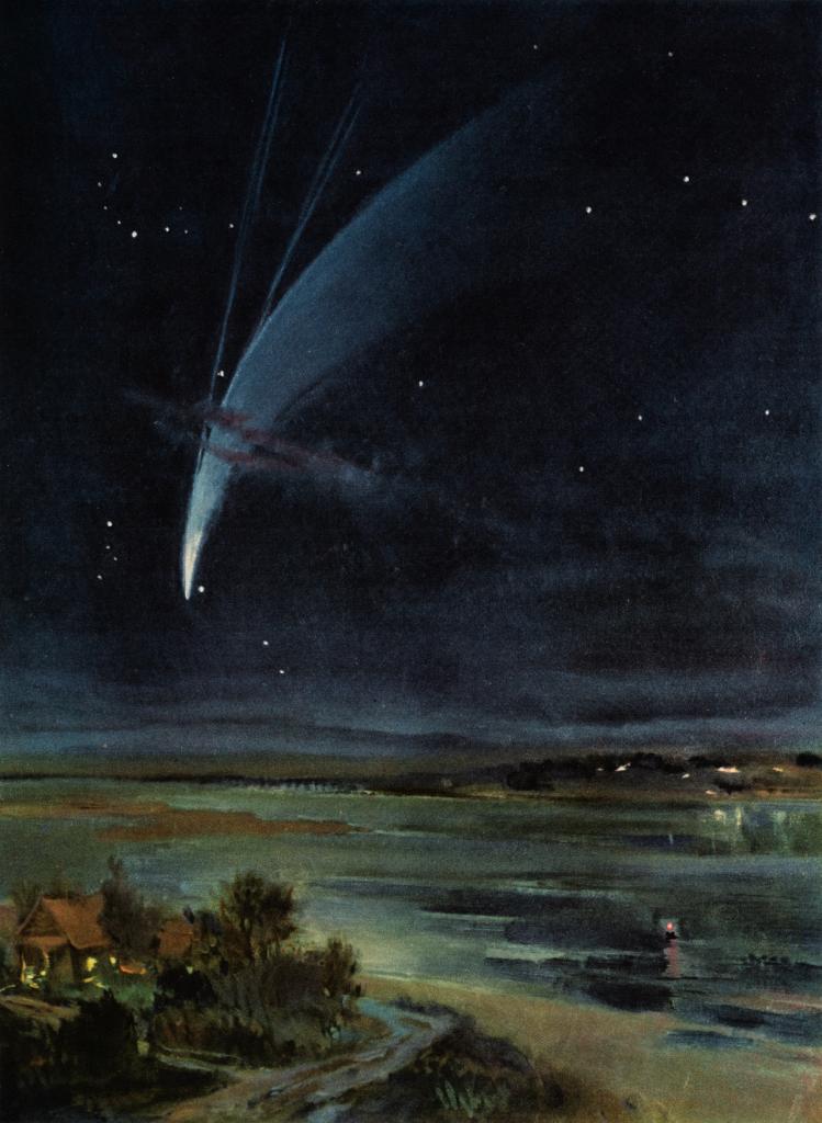 Comet Donati in 1858 by Detskaya Entsyklopedia.