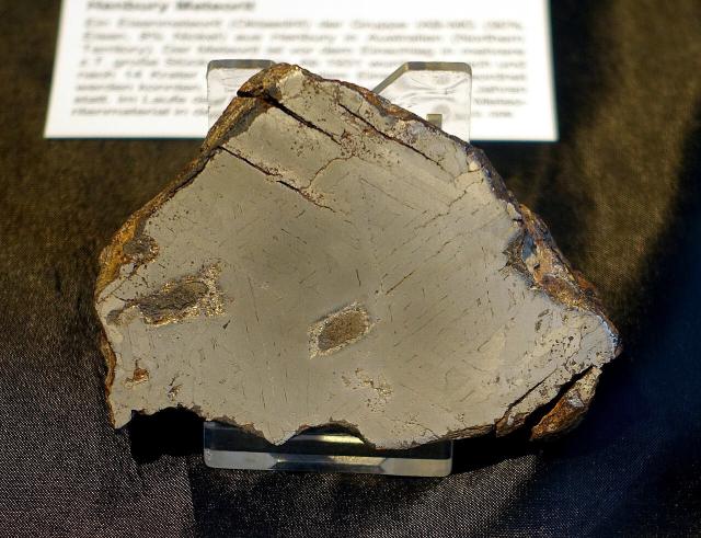 Etched slice of the Odessa Iron Meteorite at the Naturhistorisches Museum Nürnberg, Germany.

From the Odessa Meteor Crater southwest of the city of Odessa, Texas.

Daderot, CC0, via Wikimedia Commons.