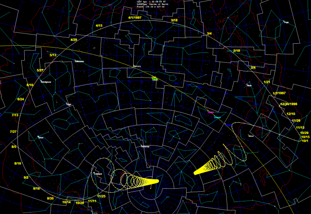 Comet Hale-Bopp Star and Constellation Map; 1997.

Tomruen, CC BY-SA 4.0, via Wikimedia Commons.