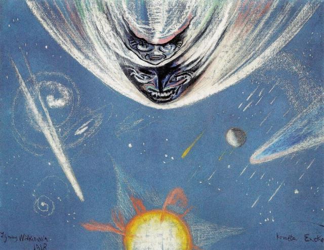 "Comet Encke" by Stanisław Ignacy Witkiewicz (or Witkacy) (1918).

Stanisław Ignacy Witkiewicz, Public domain, via Wikimedia Commons.