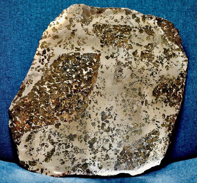 A slice of the Seymchan Meteorite that was found in Russia in 1967.

Steve Jurvetson from Los Altos, USA, CC BY 2.0, via Flickr: https://flic.kr/p/2jgEpvp