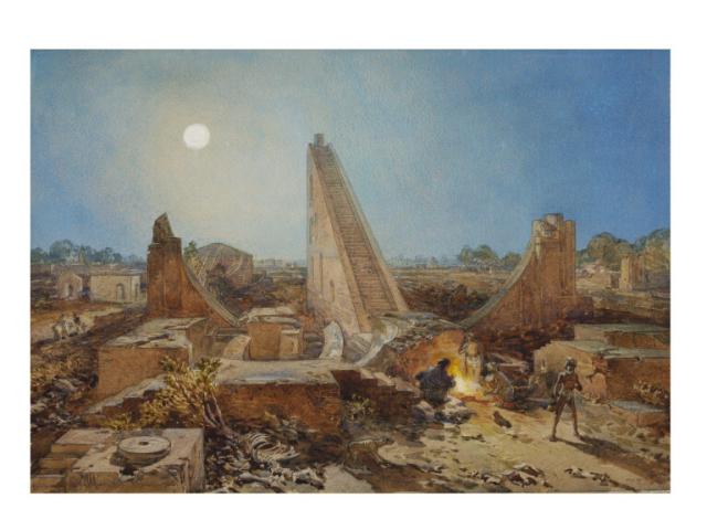 "Ancient Observatory, Jantar Mantar, Delhi" by William Simpson (1864).