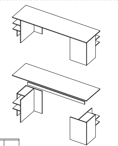 The same desk as wooden panels in an illustration