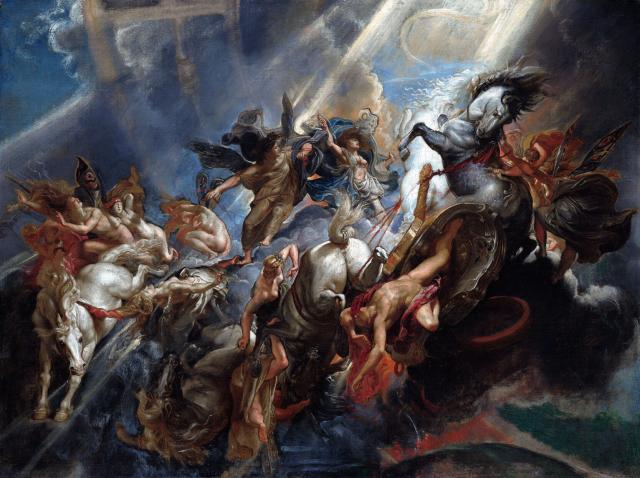 "The Fall of Phaeton" by Peter Paul Rubens (~1605).

Peter Paul Rubens, Public domain, via Wikimedia Commons. Color edit.