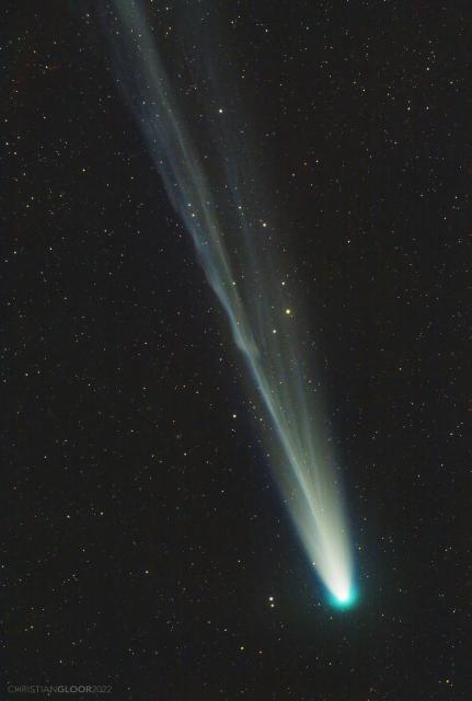Comet 2021 A1 (Leonard) on January 2, 2022 by Christian Gloor, CC BY 2.0, via Wikimedia Commons.