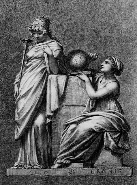 "Apollo and the Muses: Clio and Urania," print maker Julien-Léopold Boilly, after drawing by Pierre Prud'hon, printer Joseph Rose Lemercier (1851).