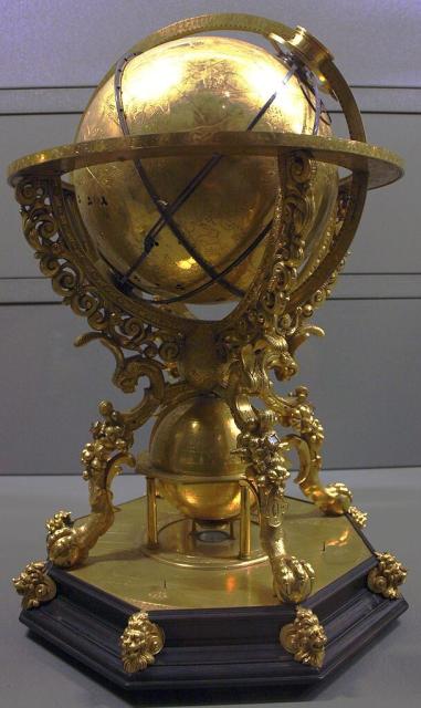 "Mechanical celestial sphere by Johan Reinhold, 1588. Photo taken at National Conservatory of Arts and Crafts museum, Paris."

Stéphane Magnenat, Public domain, via Wikimedia Commons.