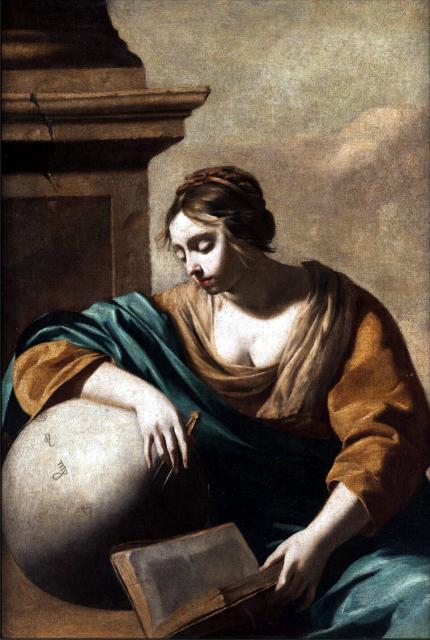 "Allegorical Representation of Astronomy, with Celestial Sphere." (~1600s)

Unidentified painter, Public domain, via Wikimedia Commons.