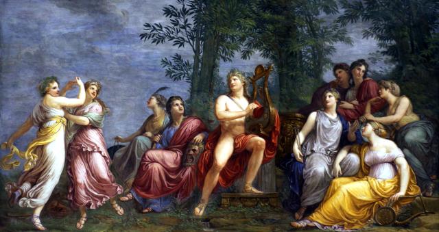 "Parnassus" by Andrea Appiani (1811). Painting in the Civica galleria d'arte moderna (Milan).

Sailko, CC BY-SA 4.0, via Wikimedia Commons. Color and cropping edits.
