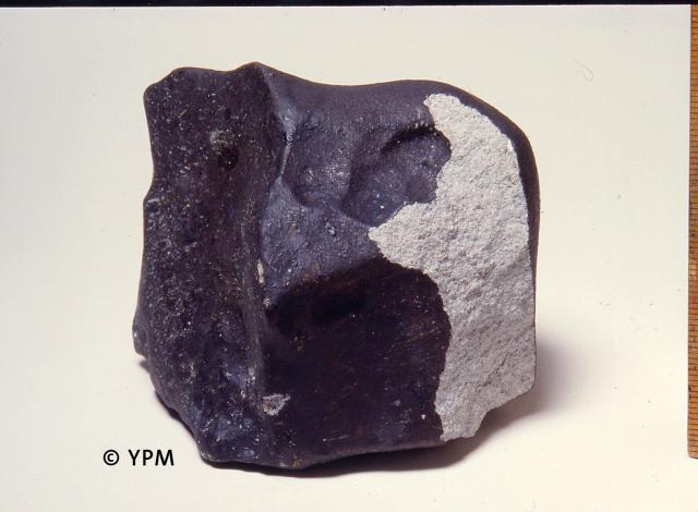 A fragment of the Wethersfield Meteorite that fell on November 8, 1982 in Connecticut, USA.

Courtesy of the Peabody Museum of Natural History; Open Access, publicdomain/zero/1.0; Mineralogy and Meteoritics, Yale University; https://collections.peabody.yale.edu/search/Record/YPM-MIN-101126