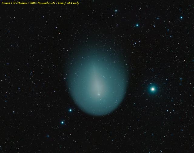 Comet 17P/Holmes on November 21, 2007.

Don McCrady CC BY-NC-ND 2.0 via Flickr