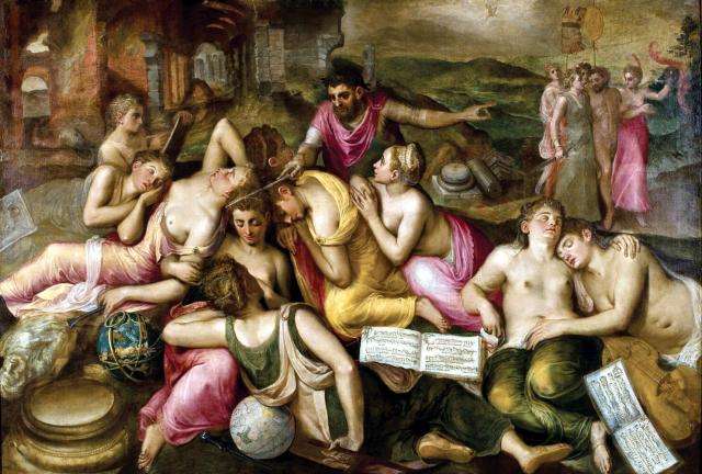 "The Awakening of the Arts" by Frans Floris 1st (~1560).

Frans Floris 1st, Public domain, via Wikimedia Commons.