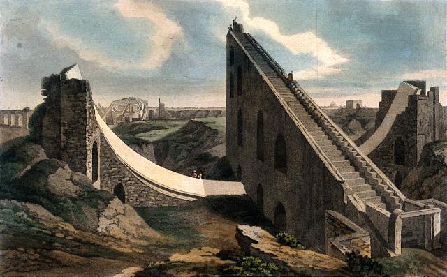 "Astronomy: The Open Air Observatory at Delhi" by Thomas Daniell (1797). Coloured aquatint by Thomas Daniell, 1815.

Wellcome Collection Public Domain via https://wellcomecollection.org/works/s3dpx599

Color edits and cropping.