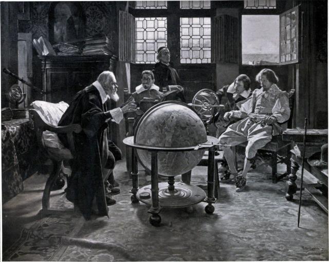 "A visit from Milton to Galileo" by Tito Lessi (1907).

Tito Lessi, Public domain, via Wikimedia Commons.