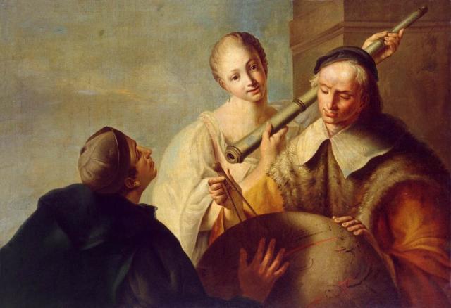 "Lesson in Astronomy" by Giuseppe Angeli (~1757-1759).

Giuseppe Angeli, Public domain, via Wikimedia Commons.