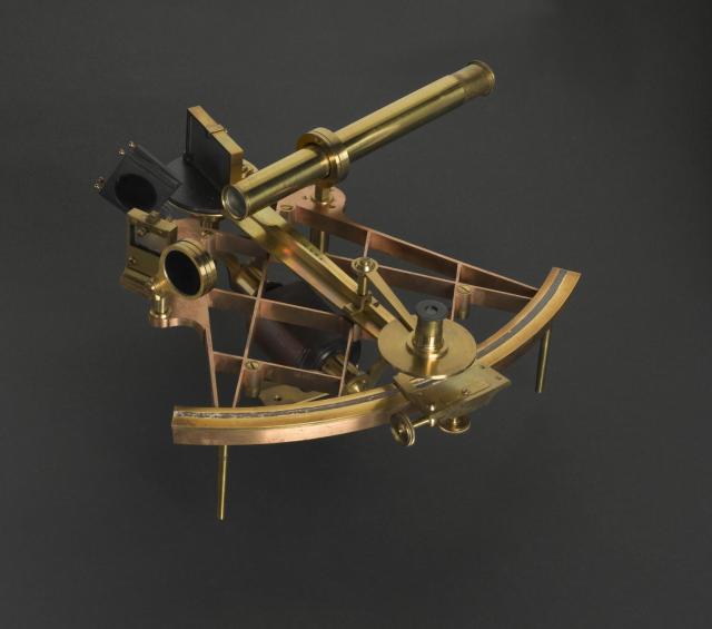 Sextant made by Edward Troughton and William Simms in London (~1840).

Science Museum Group CC BY-NC-SA 4.0 via Diamond pattern frame sextant... 1900-174 Science Museum Group Collection Online. https://collection.sciencemuseumgroup.org.uk/objects/co55427/diamond-pattern-frame-sextant-sextant