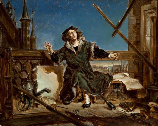 "Astronomer Copernicus, or Conversations with God" by Jan Matejko (1872), with a sketch.

Jan Matejko, Public domain, via Wikimedia Commons. Color edits.