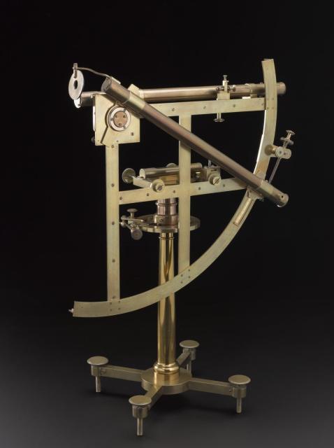 "Twelve-inch quadrant on pillar stand with two plumb bobs, two glass beakers and two detachable reading microscopes, by John Bird, Strand, London, England, 1760-1769."

Science Museum Group, CC BY-NC-SA 4.0 via Twelve-inch quadrant by John Bird. 1876-572/1 Science Museum Group Collection Online. https://collection.sciencemuseumgroup.org.uk/objects/co8398816/twelve-inch-quadrant-by-john-bird-quadrant-optical