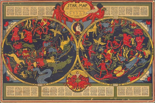 Star Map by Elizabeth Shurtleff (~1930).
 
Elizabeth Shurtleff, Public domain, via Wikimedia Commons.