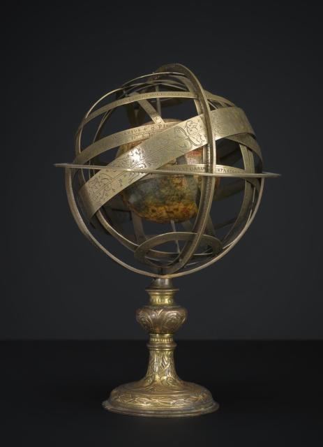 German Armillary Sphere by Caspar Vopel (1542).

Science Museum Group, CC BY-NC-SA 4.0 via German armillary sphere, 1542. 1880-48 Science Museum Group Collection Online. https://collection.sciencemuseumgroup.org.uk/objects/co56291/german-armillary-sphere-1542-armillary-sphere