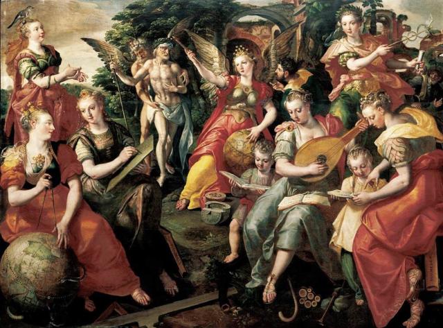 "Allegory of the Seven Liberal Arts" by Maerten de Vos (1590).

Maerten de Vos, Public domain, via Wikimedia Commons.
