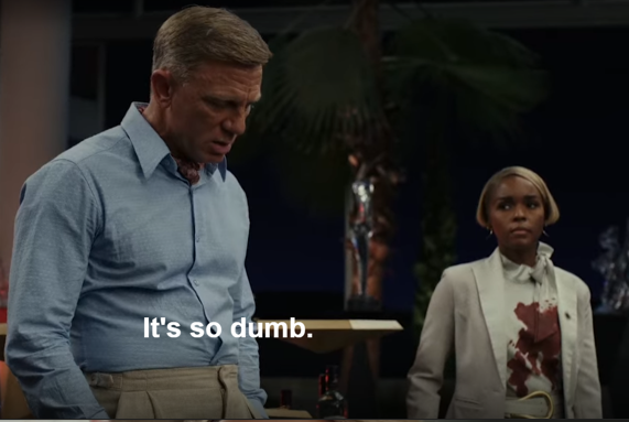Glass Onion meme featuring Daniel Craig saying "it's so dumb"