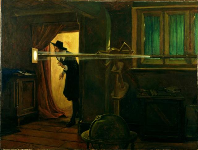 "Jeremiah Horrocks making the first observation of a transit of Venus in 1639," by Eyre Crowe (1891).

Eyre Crowe, Public domain, via Wikimedia Commons.
