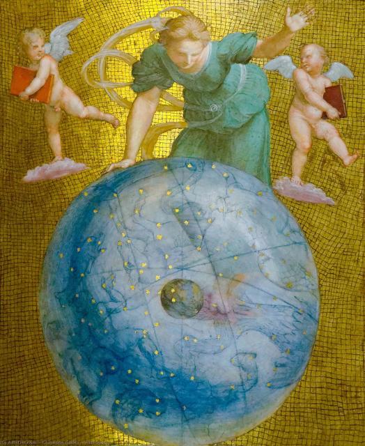 "Astronomy" by Giuseppe Cades, original by Raphael.

allpaintingsstore.com/ADC/Art.nsf/O/9DH8CW, CC0, via Wikimedia Commons.

High Quality (and others by Cades): https://www.royalacademy.org.uk/art-artists/work-of-art/astronomy