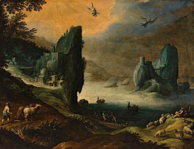 "A Bay with the Fall of Icarus," by Unknown Artist (~1575-1649).

Museum Boijmans Van Beuningen, Public domain, via Wikimedia Commons.