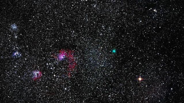 Comet C/2018 Y1 (Iwamoto) with IC 405 and IC 410, on March 6, 2019.

Auvo Korpi, CC BY 2.0, via Wikimedia Commons or Flickr: https://flic.kr/p/2geZaPf