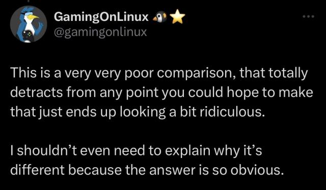 This is a very very poor comparison, that totally detracts from any point you could hope to make that just ends up looking a bit ridiculous.

I shouldn’t even need to explain why it’s different because the answer is so obvious.