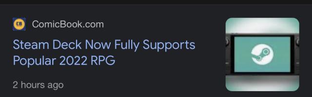 “steam deck now fully supports popular 2023 rpg” - ffs