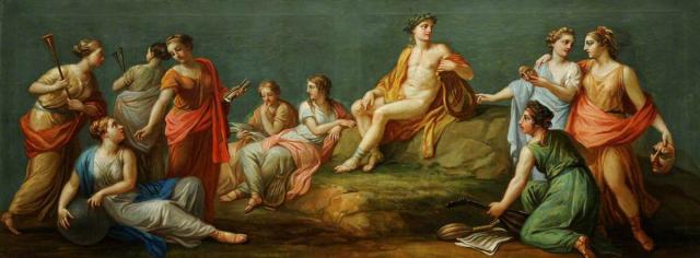 "Apollo and the Muses" by Antonio Zucchi (1767).

Antonio Zucchi, Public domain, via Wikimedia Commons.