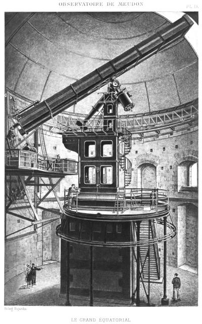 Reproduction of a design of the interior of the Paris Observatory at Meudon - The Grand Equatorial.

Rijksmuseum, Public Domain via https://hdl.handle.net/10934/RM0001.COLLECT.704348

Color and cropping edits.