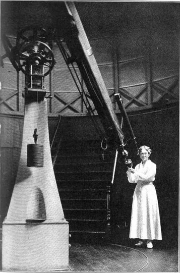 Professor Caroline Furness, of the Department of Astronomy, Vassar College; The small woman and the great telescope (July 1918) from "The Woman Citizen."

Alice Stone Blackwell, Public domain, via Wikimedia Commons.