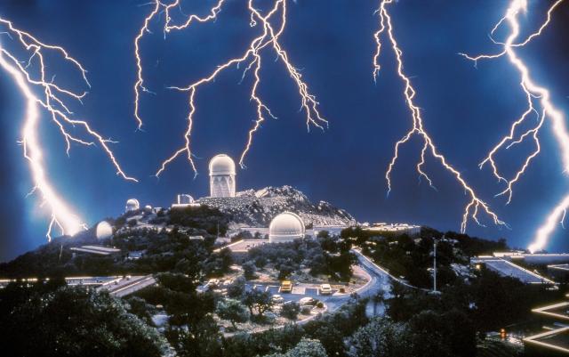 "A Vintage Lightning Storm at Kitt Peak" on June 4, 1972.

Gary Ladd/KPNO/NOIRLab/NSF/AURA, CC BY 4.0, via Wikimedia Commons.