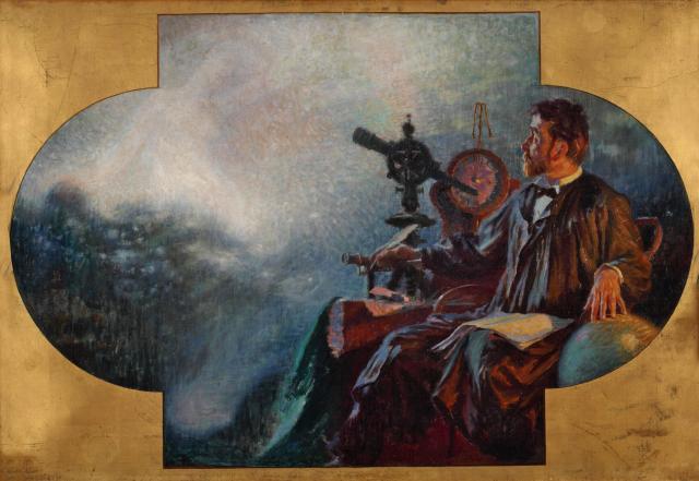 "Astronomer" by Ivan Tišov (~1900).

Ivan Tišov, Public domain, via Wikimedia Commons. Color edits.