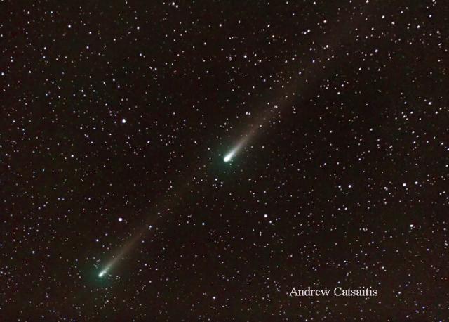 Comet 73P/Schwassmann Wachmann 3 fragments B and C on May 31, 2006.

Andrew Catsaitis, Public domain, via Wikimedia Commons.