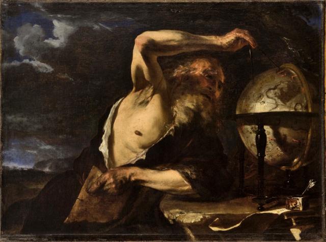 "Anaxagoras (or Archimedes)" by Giovan Battista Langetti (~1660).

Giovan Battista Langetti, Public domain, via Wikimedia Commons. Color edits.