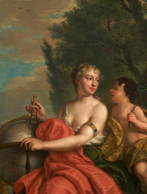 "Personification of Astronomy with Cupid" by Unknown (~1700s).

National Trust, Public domain, via Wikimedia Commons.
