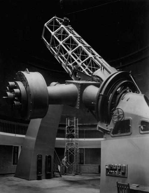 "This photograph documents the Pretoria 74 inch Reflector, built for the Pretoria observatory at some time in the early 20th Century."

Tyne and Wear Archives and Museums, No restrictions, via Wikimedia Commons.