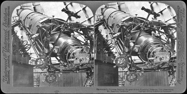 The Wonderful Universe Explorer, The Great 36-inch Equatorial Telescope, Lick Observatory, Mt. Hamilton, California (1902).

Underwood & Underwood, CC0, via Wikimedia Commons. Color edits.