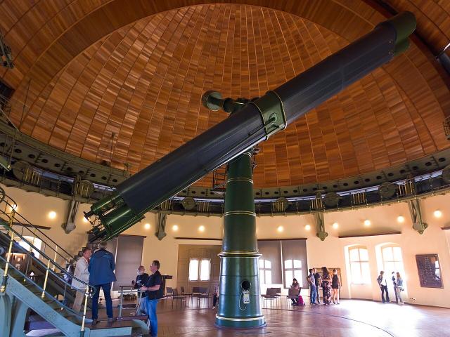 "The Great Refractor of the Astrophysical Observatory Potsdam (AOP), Germany; it was finished in 1899."

H. Raab (User:Vesta), CC BY-SA 4.0, via Wikimedia Commons.