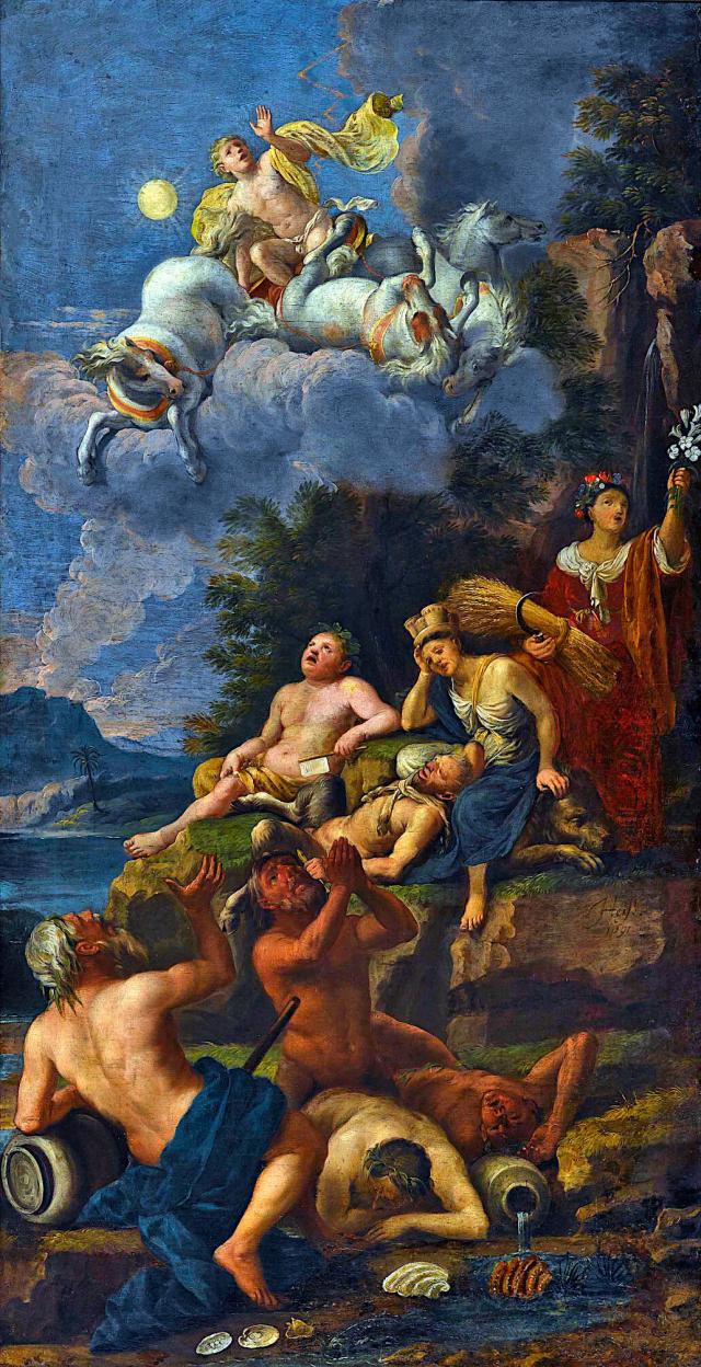 "The Fall of Phaeton" by Johann Heiss (1691).

Johann Heiss, Public domain, via Wikimedia Commons. Color edits.