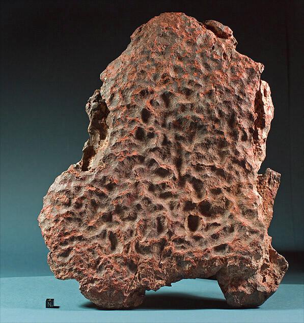 The Maltahoehe fragment of the Gibeon Iron Meteorites. The Gibeon Iron Meteorites were found by the Nama and used since prehistoric times.

Meteorite Recon, CC BY 3.0, via Wikimedia Commons.