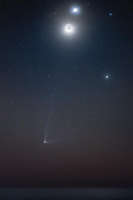 "Night Sky Treasure Trove" with Comet C/2014 Q1 (PANSTARRS), Venus and Jupiter.

ESO/A. Ghizzi Panizza, CC BY 4.0, via Wikimedia Commons.