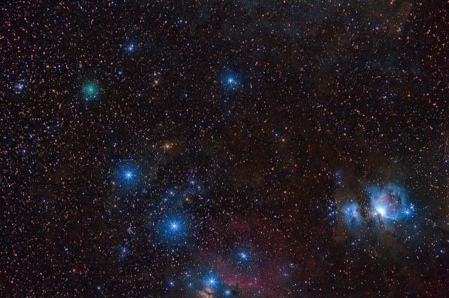 Comet C/2020 M3 (ATLAS) with the Orion Complex.

Hypatia Alexandria from Santa Fe, CC BY 2.0, via Wikimedia Commons.