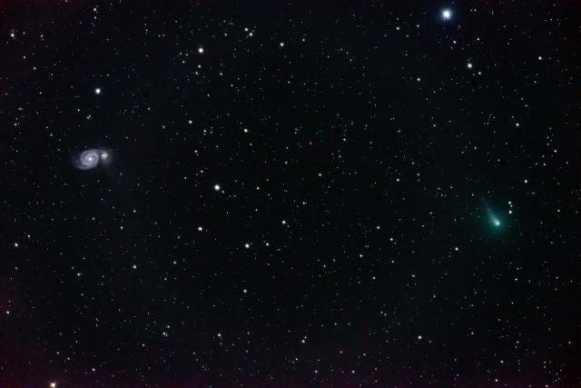 Comet C/2012 K1 (PANSTARRS) and M51.

Noriaki Tanaka, CC BY 2.0, via Wikimedia Commons.